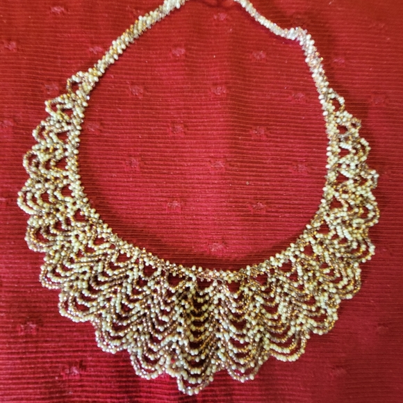 Vintage Ojibwa Seed Beaded Full Collar Necklace - Picture 8 of 10